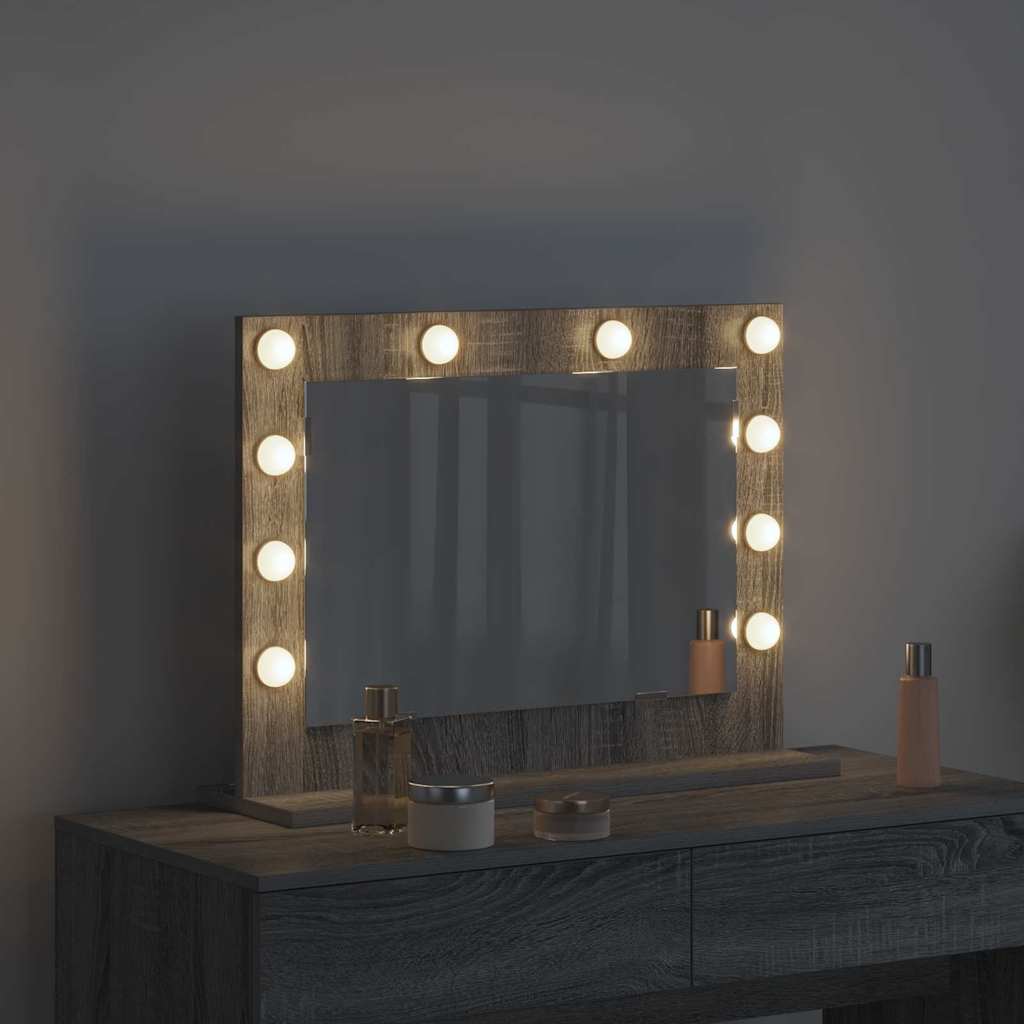 vidaXL Vanity Mirror Grey Sonoma 60 x 45 x 18 cm Rectangular 3
