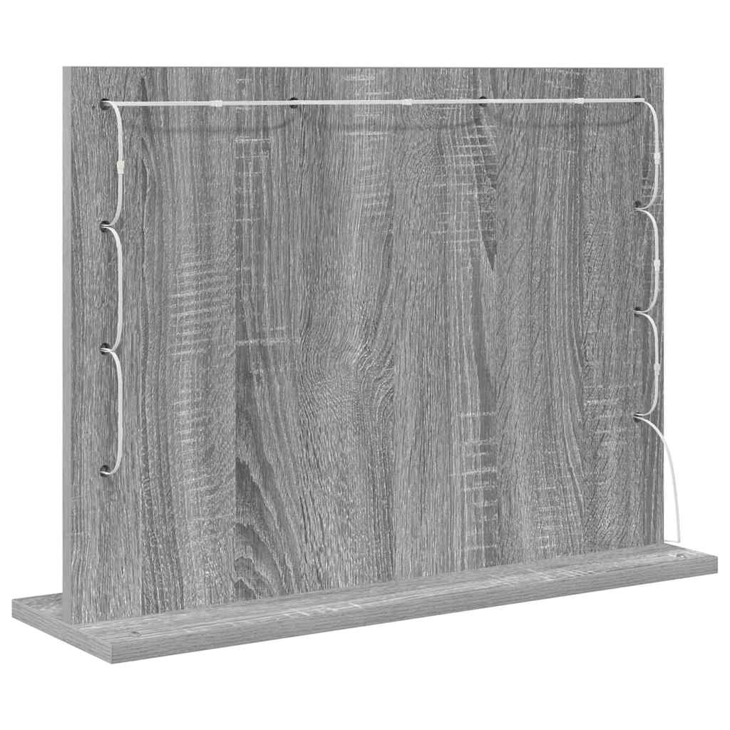 vidaXL Vanity Mirror Grey Sonoma 60 x 45 x 18 cm Rectangular 6
