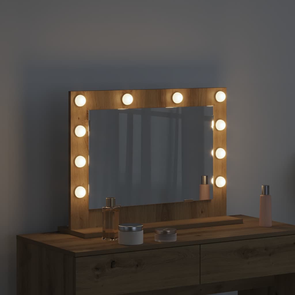 vidaXL Vanity Mirror Artisan Oak 60 x 45 x 18 cm Rectangular 3