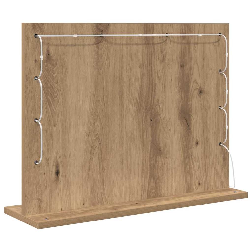 vidaXL Vanity Mirror Artisan Oak 60 x 45 x 18 cm Rectangular 6
