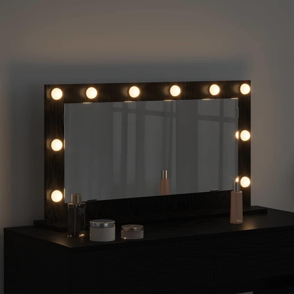 vidaXL Vanity Mirror Black Oak 80 x 45 x 18 cm Rectangular 3