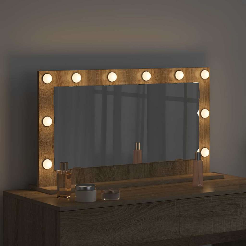 vidaXL Vanity Mirror Sonoma Oak 80 x 45 x 18 cm Rectangular 3