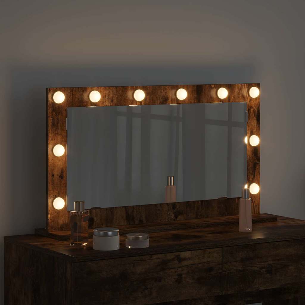 vidaXL Vanity Mirror Smoked Oak 80 x 45 x 18 cm Rectangular 3