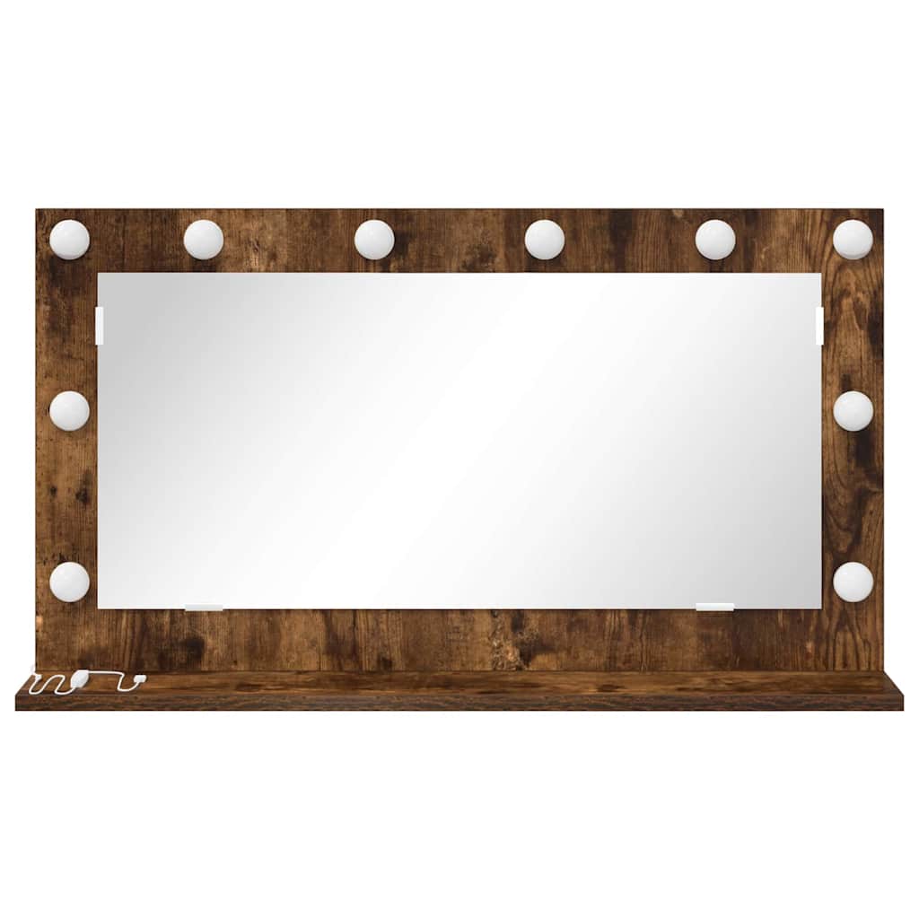 vidaXL Vanity Mirror Smoked Oak 80 x 45 x 18 cm Rectangular 4