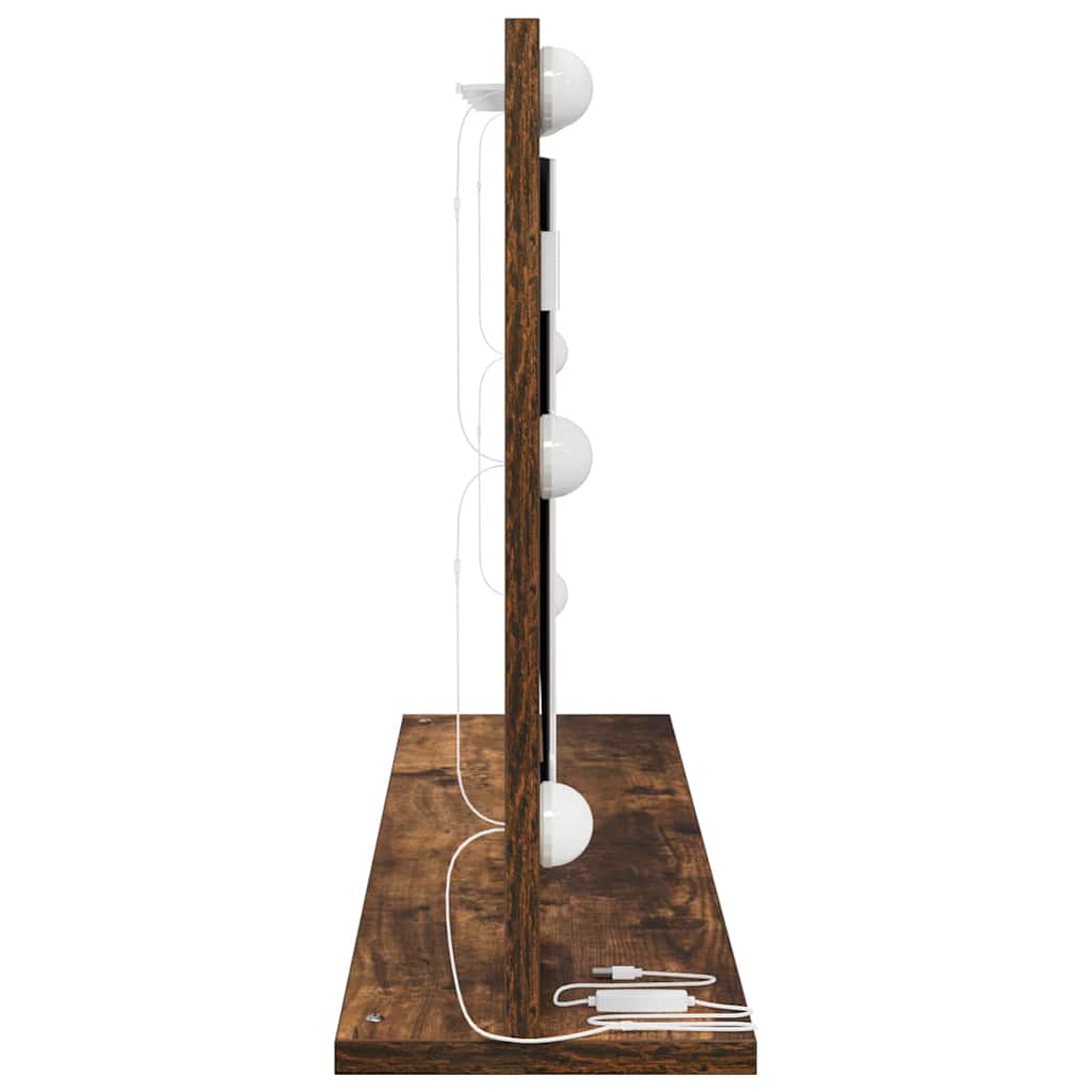 vidaXL Vanity Mirror Smoked Oak 80 x 45 x 18 cm Rectangular 5