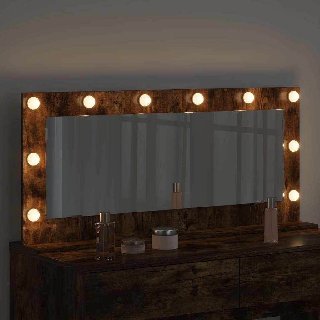 vidaXL Vanity Mirror Smoked Oak 100 x 45 x 18 cm Rectangular 3