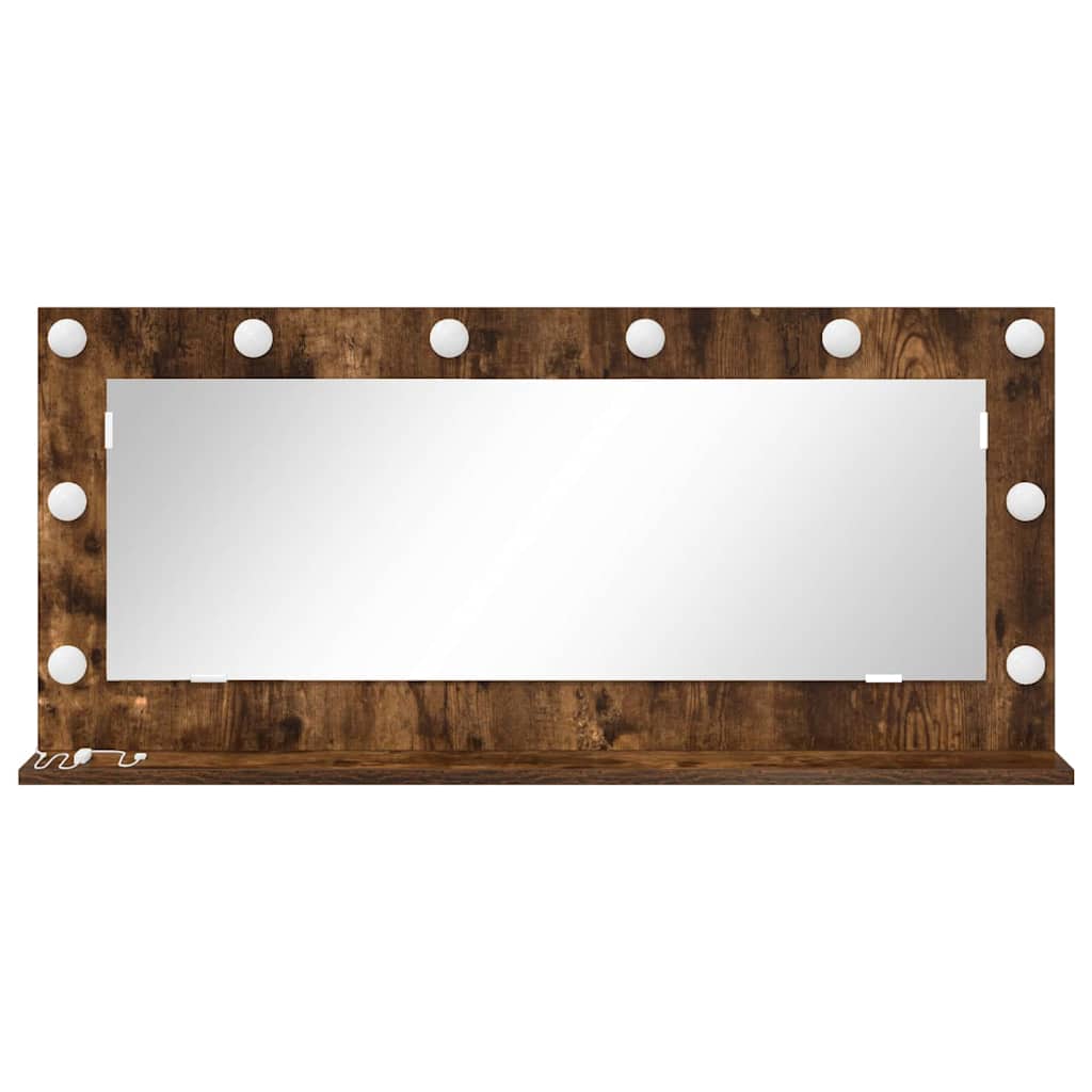 vidaXL Vanity Mirror Smoked Oak 100 x 45 x 18 cm Rectangular 4