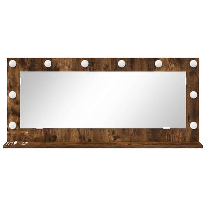 vidaXL Vanity Mirror Smoked Oak 100 x 45 x 18 cm Rectangular 4
