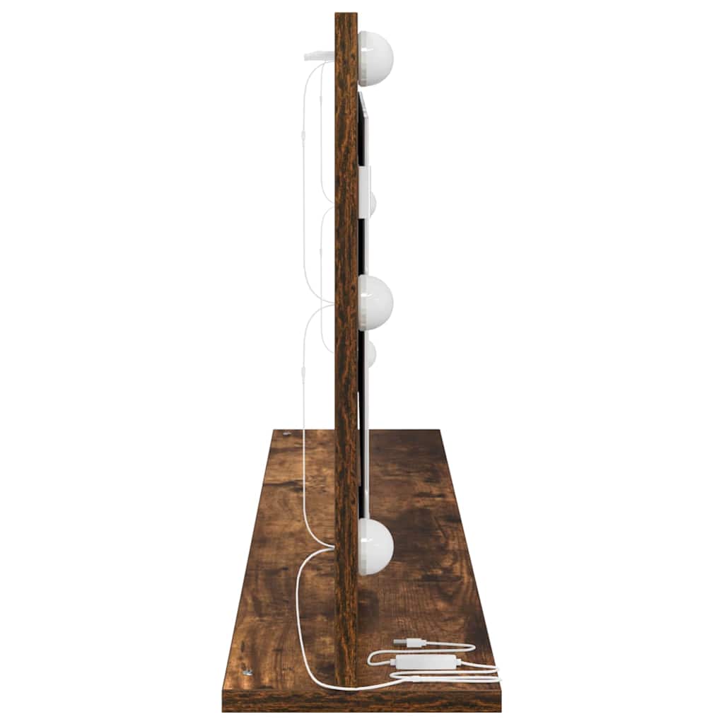 vidaXL Vanity Mirror Smoked Oak 100 x 45 x 18 cm Rectangular 5