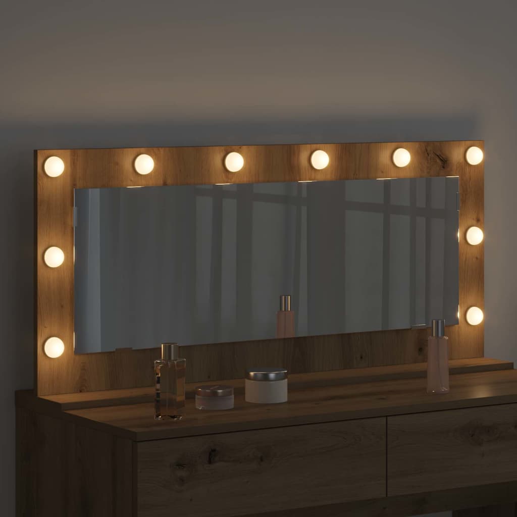vidaXL Vanity Mirror Artisan Oak 100 x 45 x 18 cm Rectangular 3