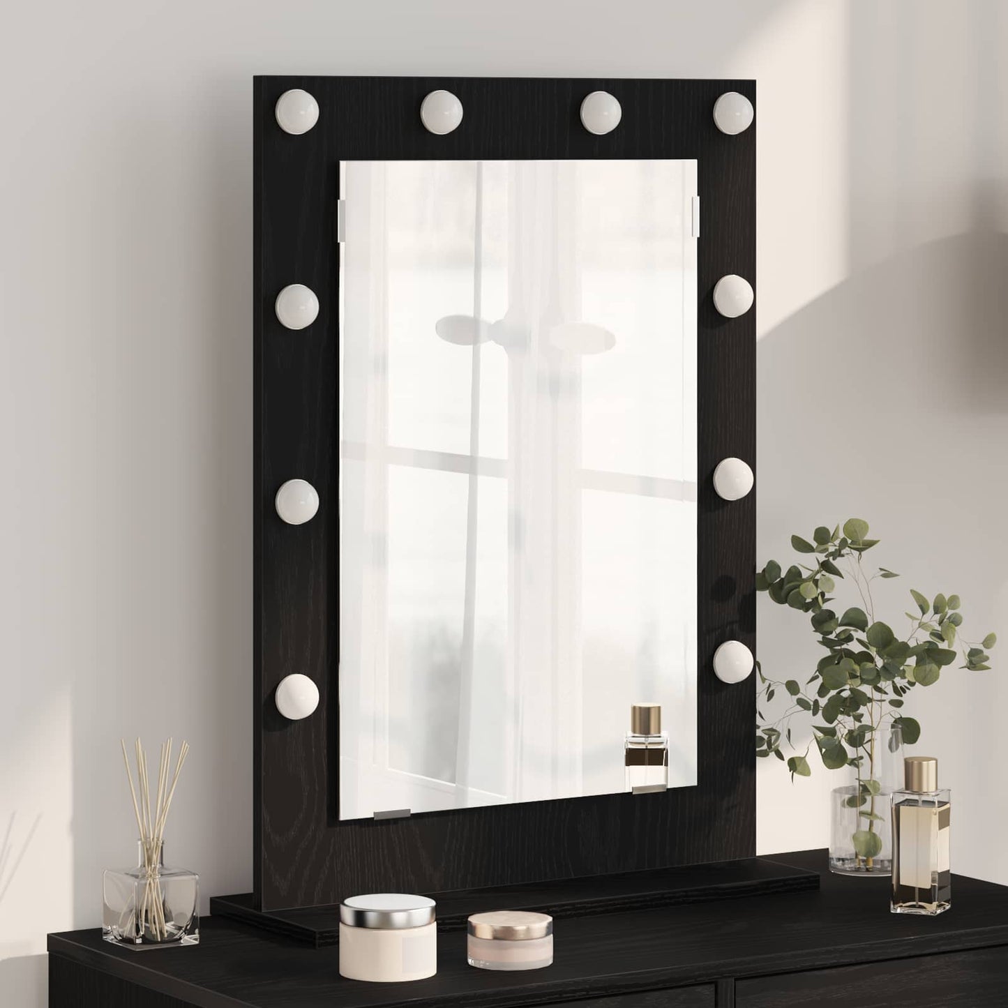 vidaXL Vanity Mirror Black Oak 70 x 50 x 18 cm Rectangular 1