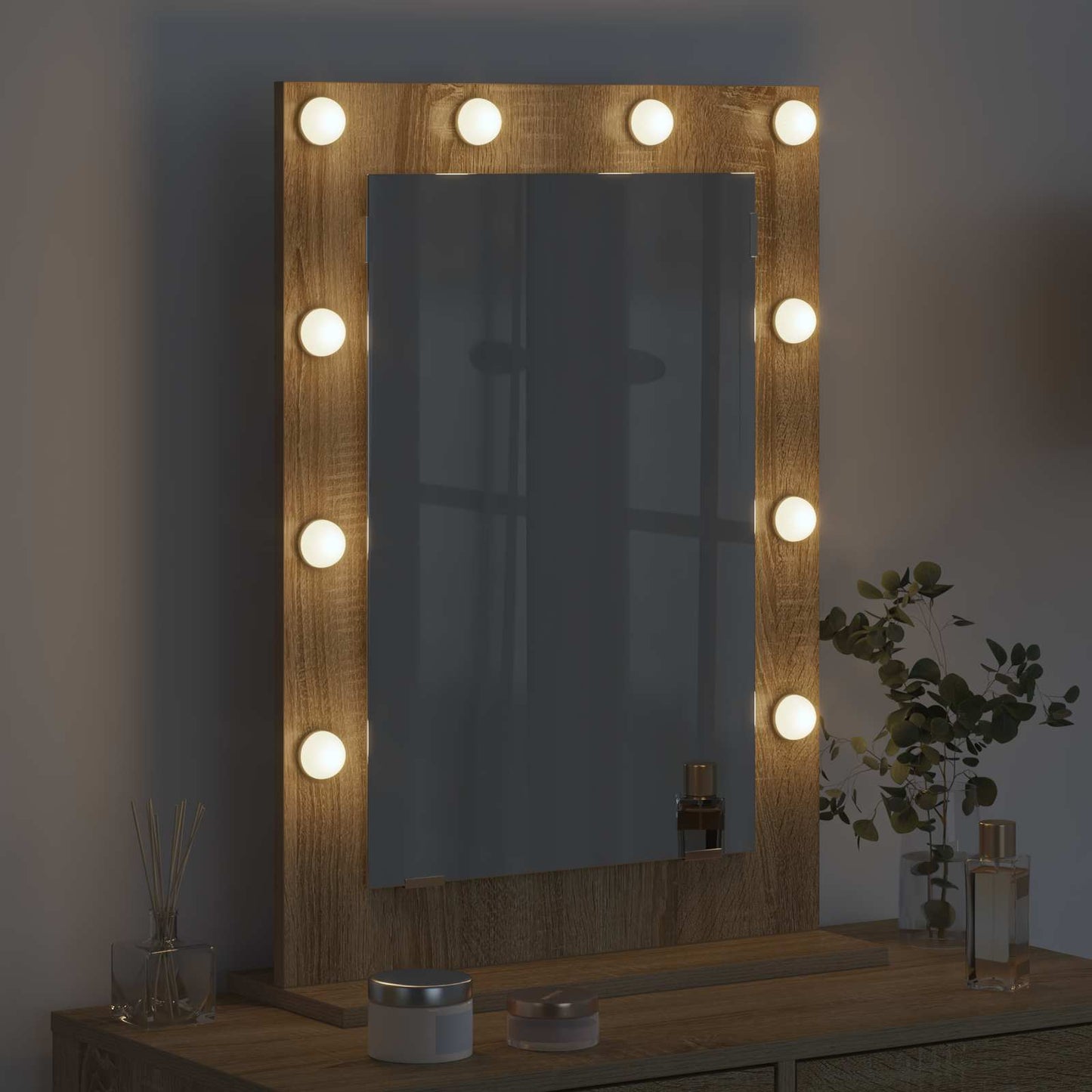 vidaXL Vanity Mirror Sonoma Oak 70 x 50 x 18 cm Rectangular 3