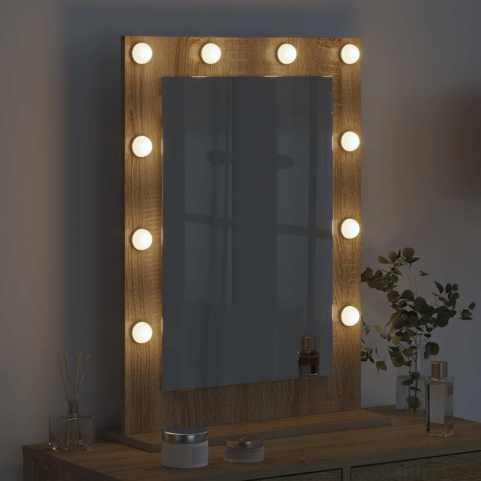 vidaXL Vanity Mirror Sonoma Oak 70 x 50 x 18 cm Rectangular 3
