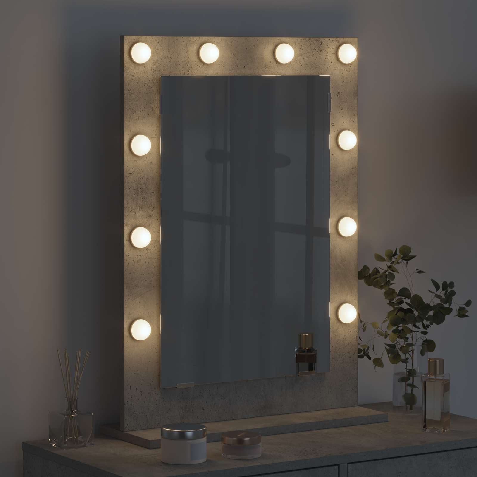 vidaXL Vanity Mirror Concrete Grey 70 x 50 x 18 cm Rectangular 3