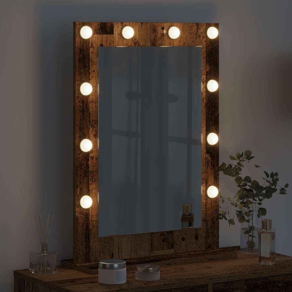 vidaXL Vanity Mirror Smoked Oak 70 x 50 x 18 cm Rectangular 3