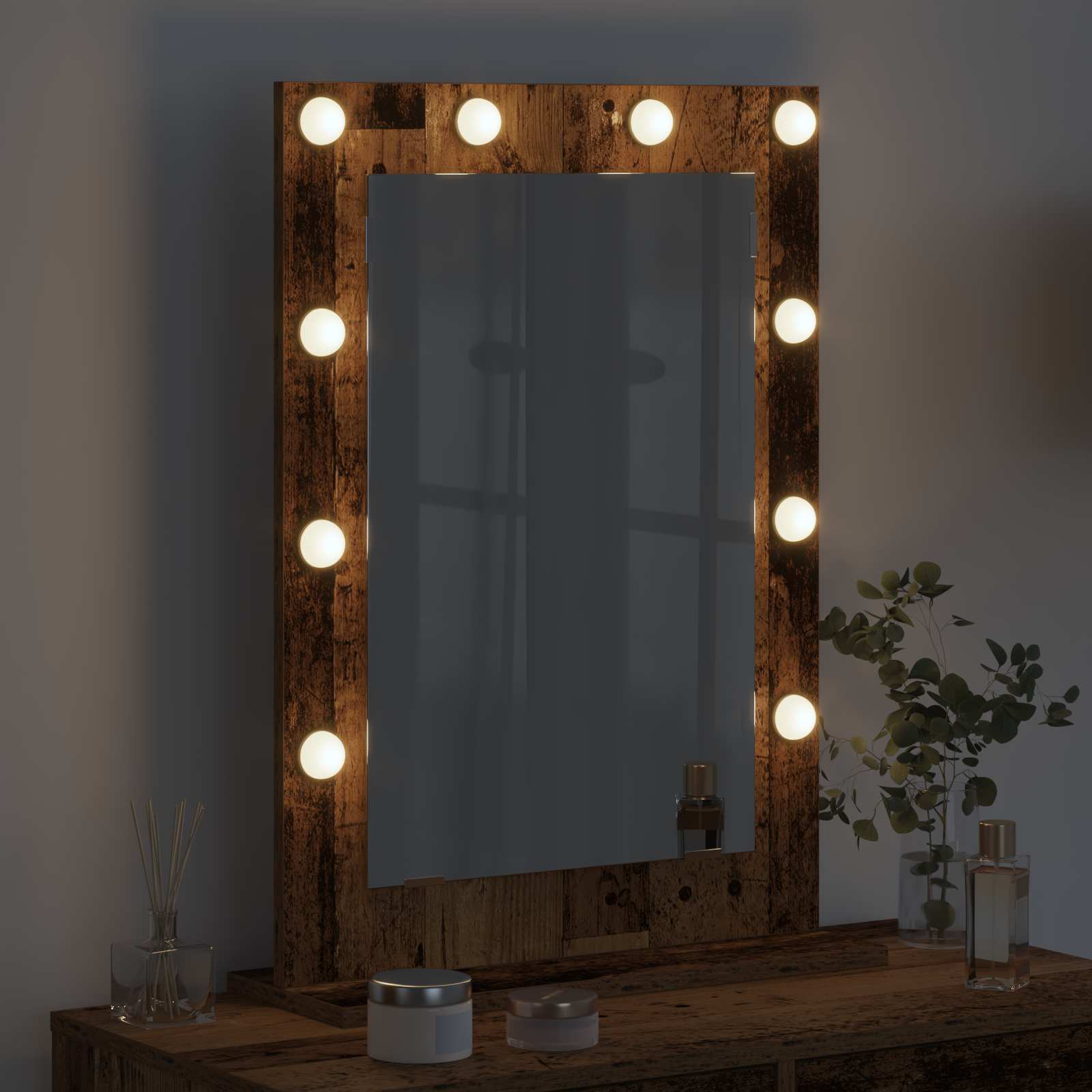 vidaXL Vanity Mirror Old Wood 70 x 50 x 18 cm Rectangular 3