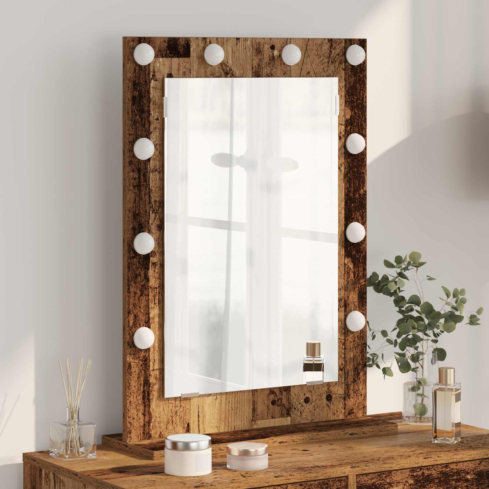 vidaXL Vanity Mirror Old Wood 70 x 50 x 18 cm Rectangular 1