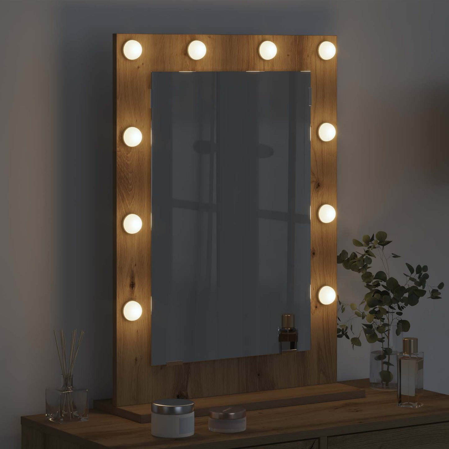 vidaXL Vanity Mirror Artisan Oak 70 x 50 x 18 cm Rectangular 3