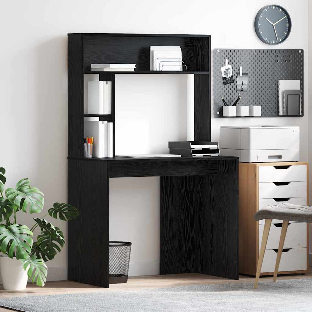 vidaXL Desk Black Oak 91 x 50 x 149 cm Engineered Wood 1