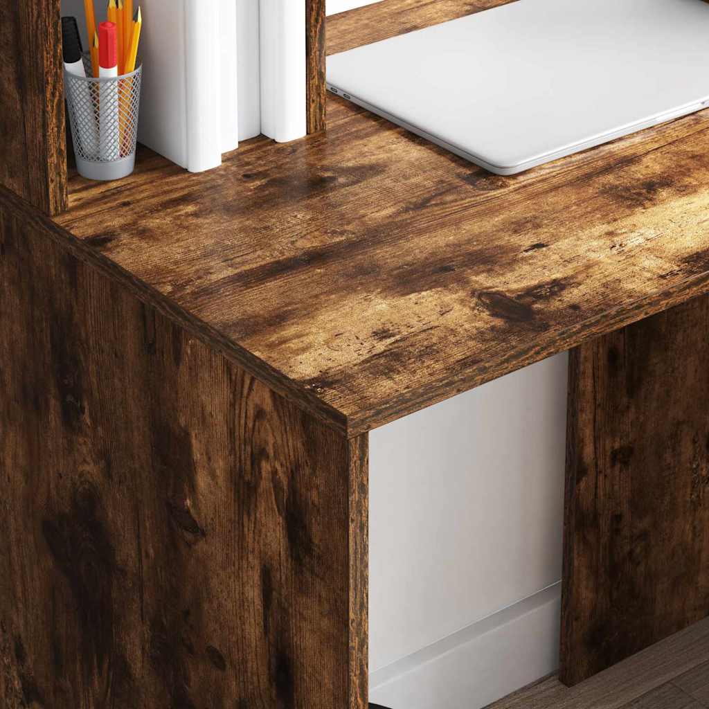 vidaXL Desk Smoked Oak 91 x 50 x 149 cm Engineered Wood 4