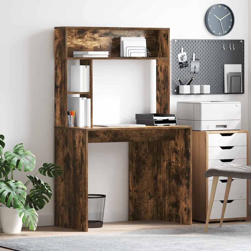 vidaXL Desk Smoked Oak 91 x 50 x 149 cm Engineered Wood 1