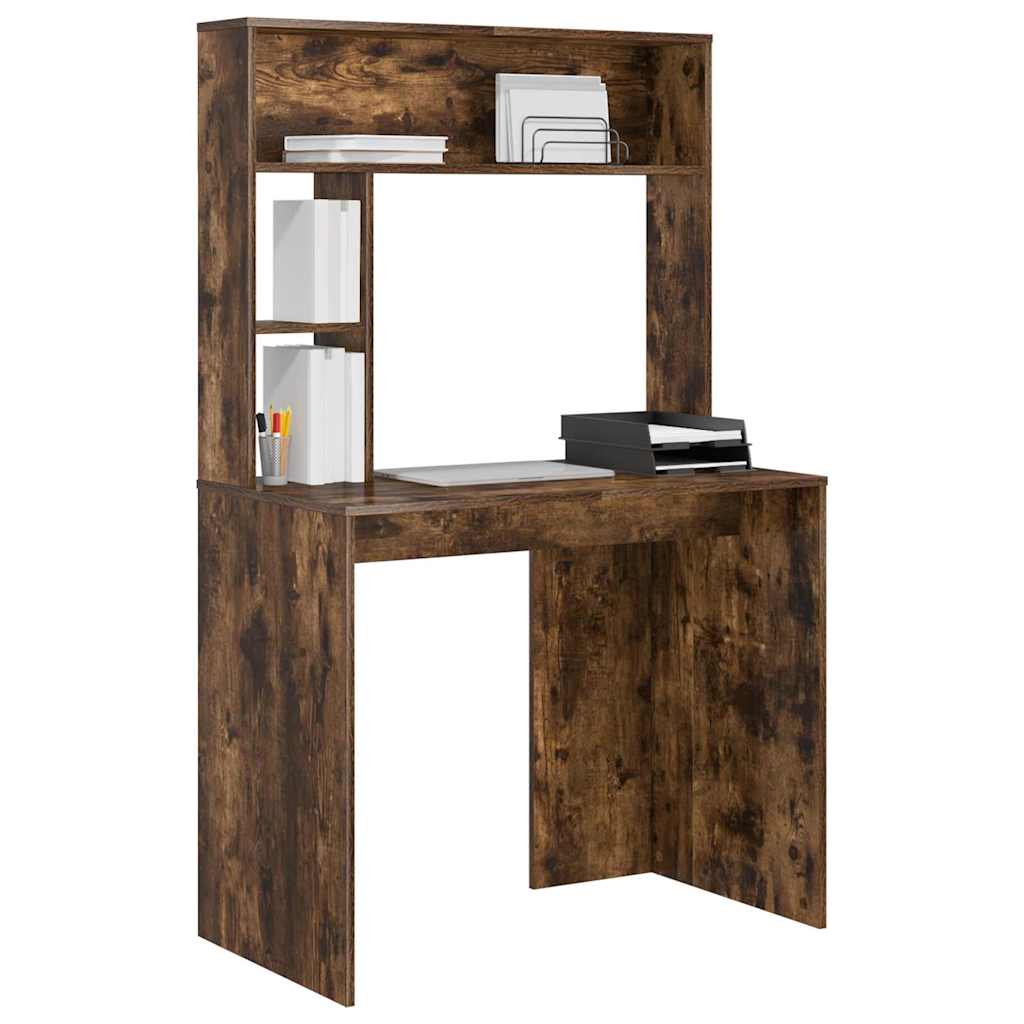 vidaXL Desk Smoked Oak 91 x 50 x 149 cm Engineered Wood 3