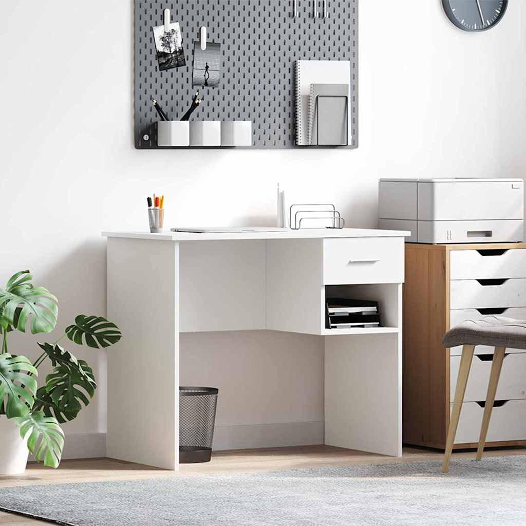 vidaXL Desk White 90 x 49 x 75 cm Engineered Wood 1