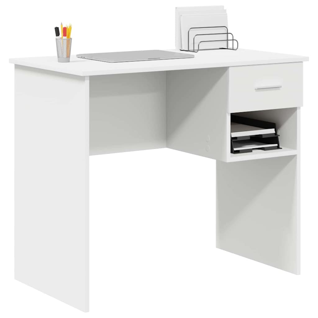 vidaXL Desk White 90 x 49 x 75 cm Engineered Wood 3