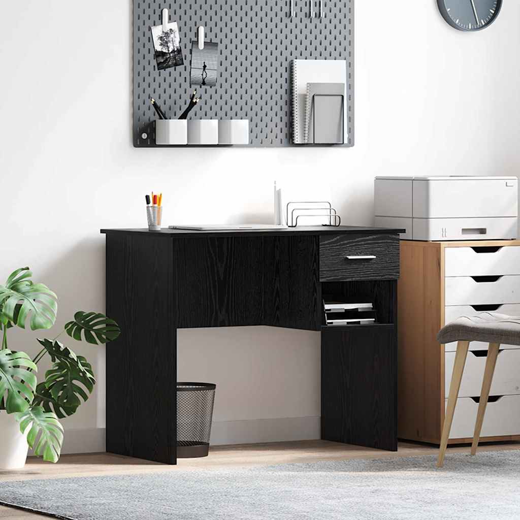 vidaXL Desk Black Oak 90 x 49 x 75 cm Engineered Wood 1