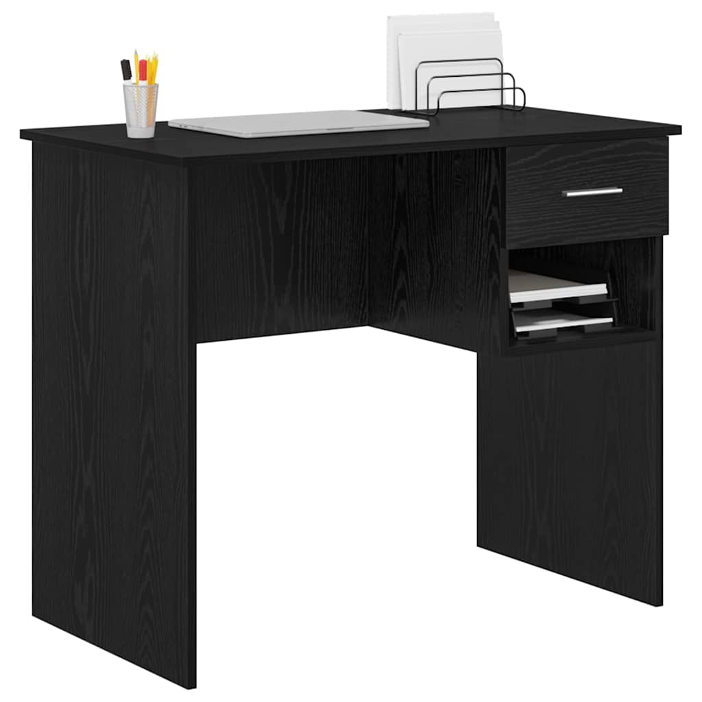 vidaXL Desk Black Oak 90 x 49 x 75 cm Engineered Wood 3