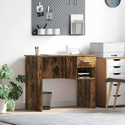 vidaXL Desk Smoked Oak 90 x 49 x 75 cm Engineered Wood 1