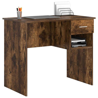 vidaXL Desk Smoked Oak 90 x 49 x 75 cm Engineered Wood 3