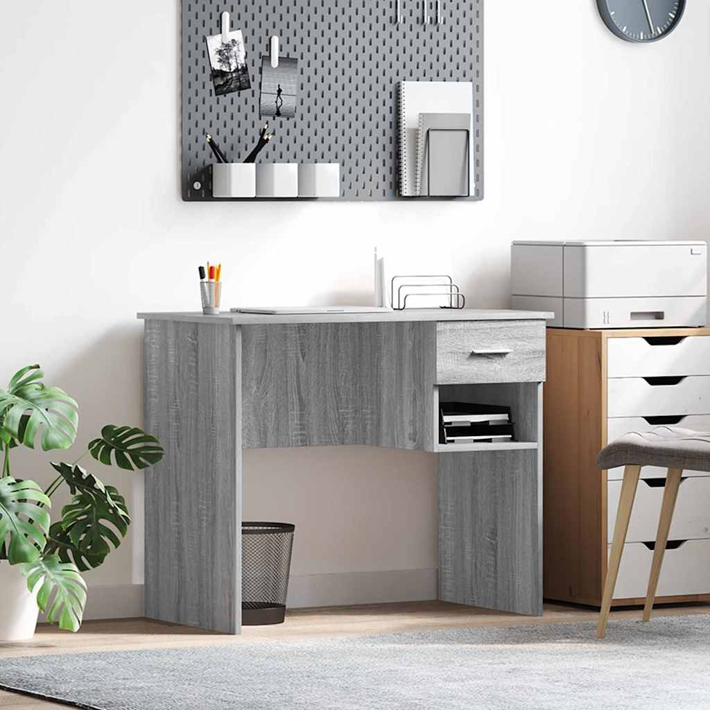 vidaXL Desk Grey Sonoma 90 x 49 x 75 cm Engineered Wood 1
