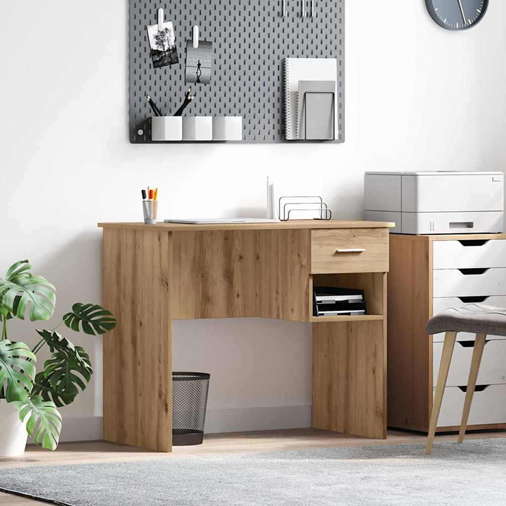 vidaXL Desk Artisan Oak 90 x 49 x 75 cm Engineered Wood 1