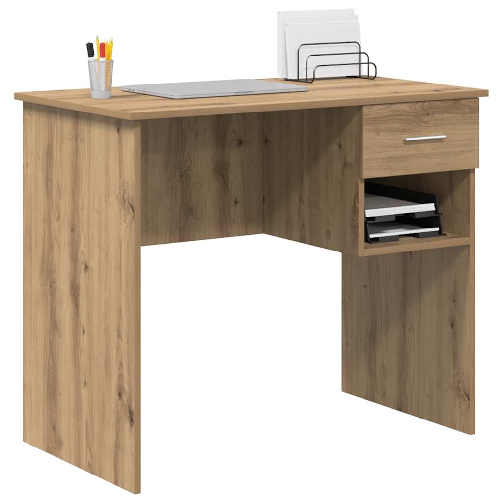 vidaXL Desk Artisan Oak 90 x 49 x 75 cm Engineered Wood 3