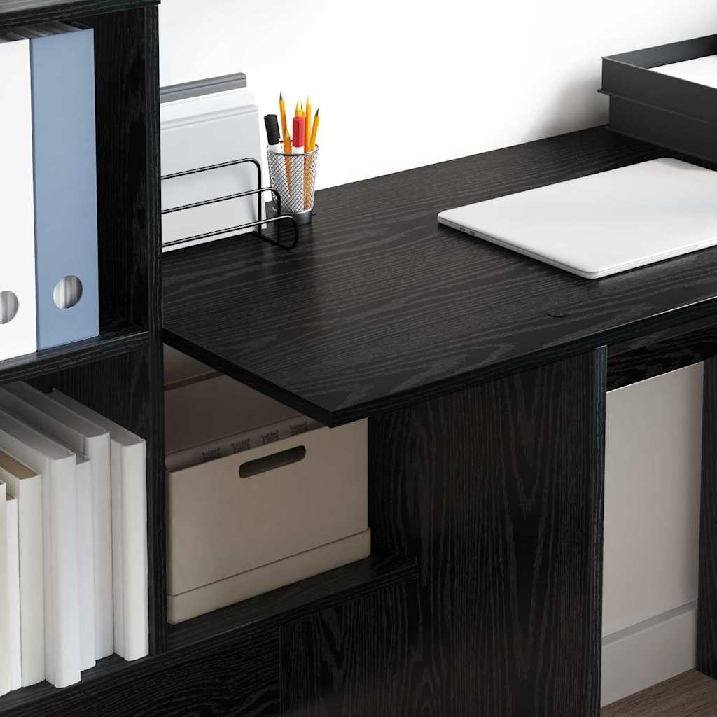 vidaXL Desk Black Oak Engineered Wood 131.5 x 50 x 106.5 cm 4