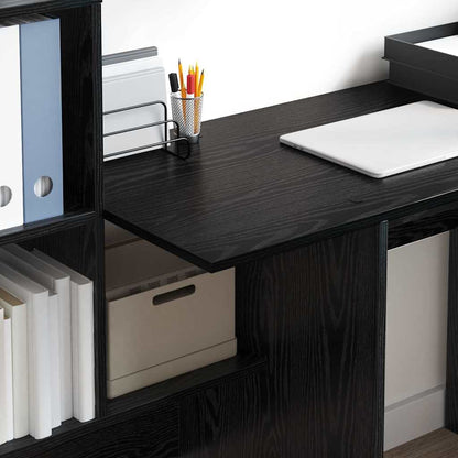 vidaXL Desk Black Oak Engineered Wood 131.5 x 50 x 106.5 cm 4