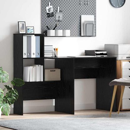 vidaXL Desk Black Oak Engineered Wood 131.5 x 50 x 106.5 cm 1