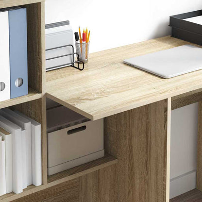 vidaXL Desk Sonoma Oak Engineered Wood 131.5 x 50 x 106.5 cm 4