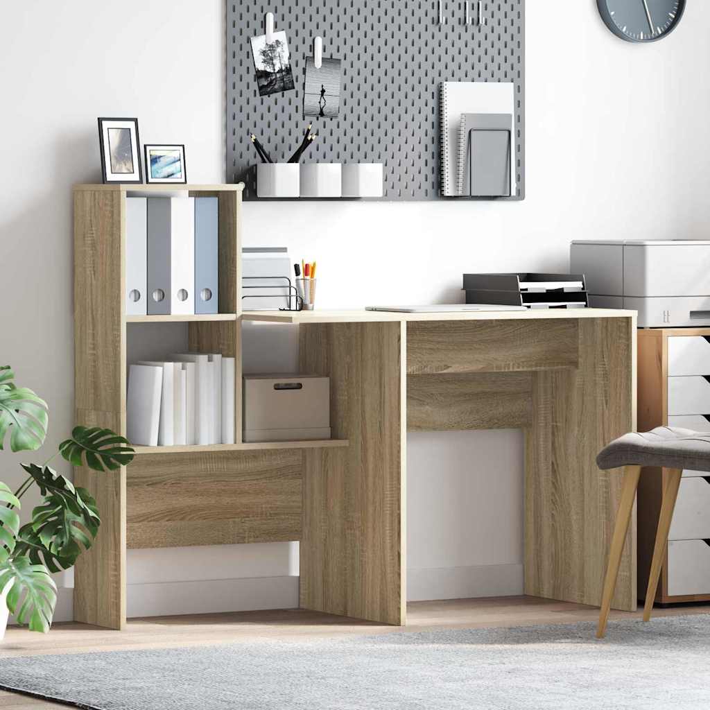vidaXL Desk Sonoma Oak Engineered Wood 131.5 x 50 x 106.5 cm 1