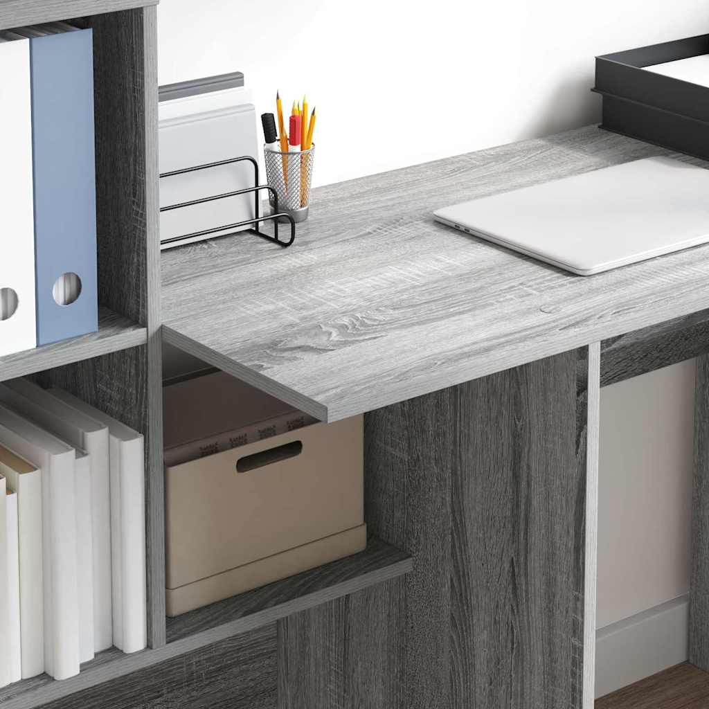 vidaXL Desk Grey Sonoma Engineered Wood 131.5 x 50 x 106.5 cm 4