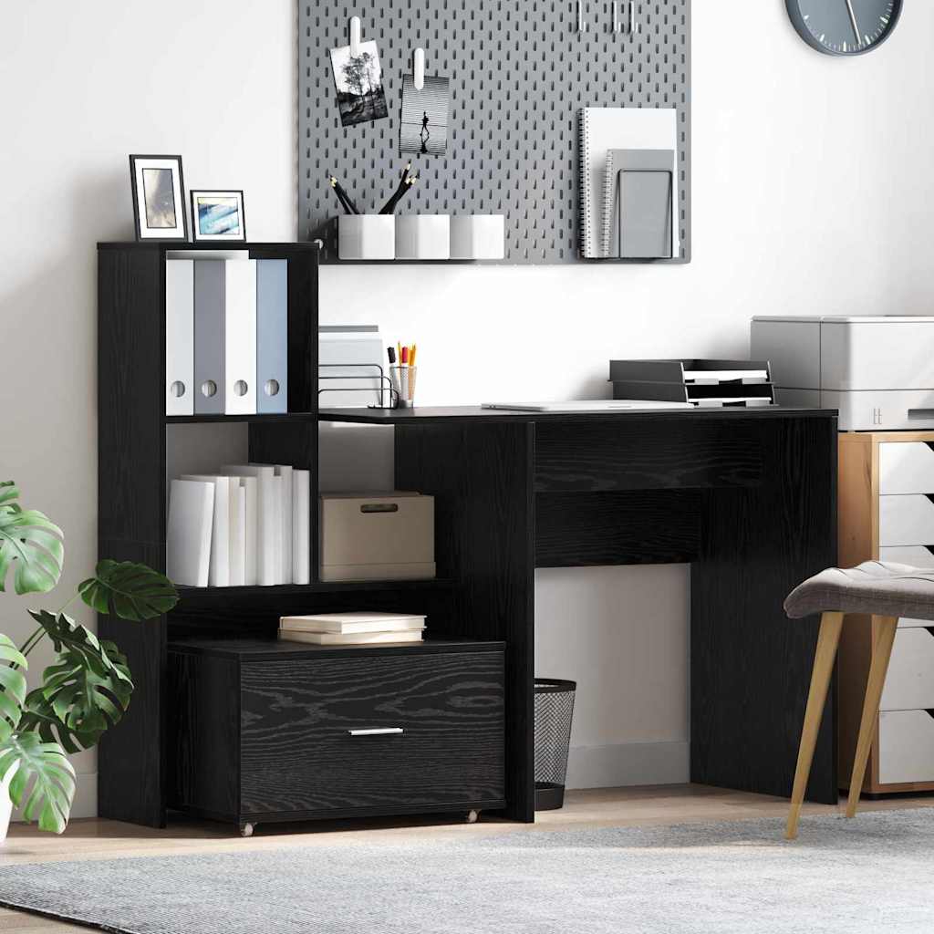vidaXL Drawer Cabinet 55 x 45 x 31 cm Black Oak 1