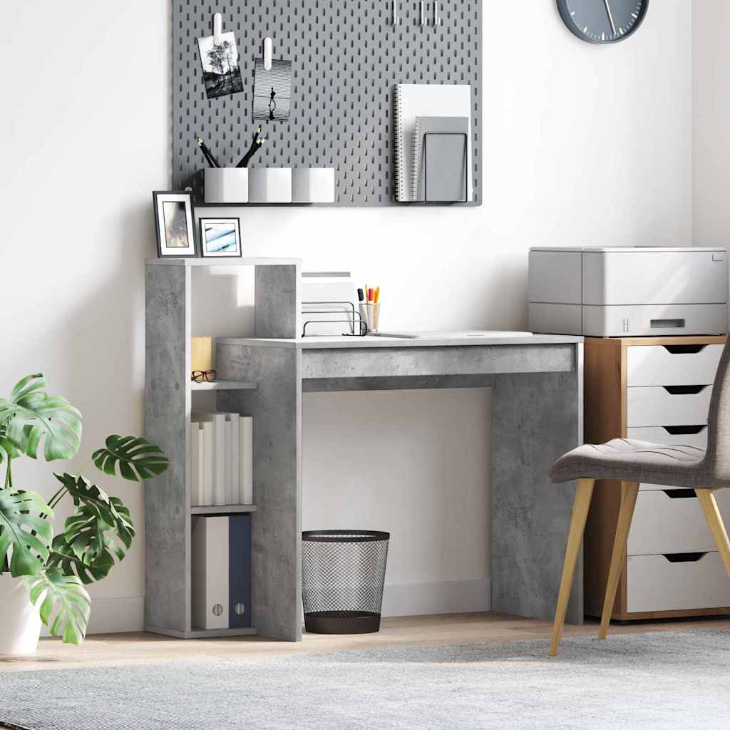 vidaXL Desk Concrete Grey Engineered Wood 100 x 40 x 90 cm 1