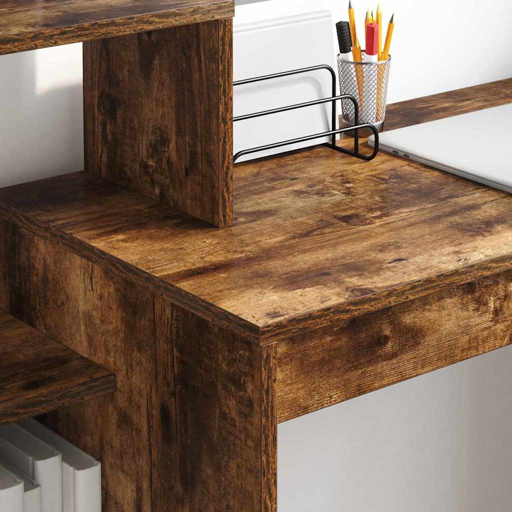 vidaXL Desk Smoked Oak Engineered Wood 100 x 40 x 90 cm 4