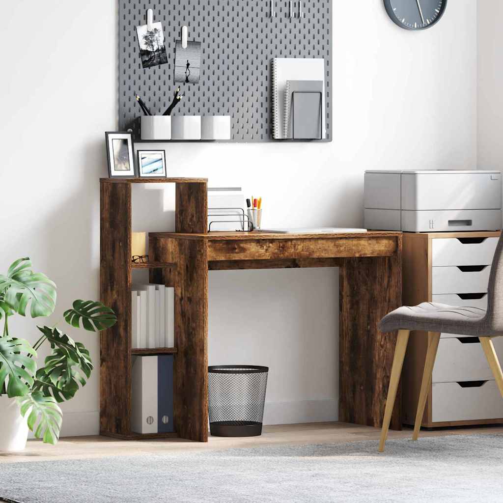 vidaXL Desk Smoked Oak Engineered Wood 100 x 40 x 90 cm 1
