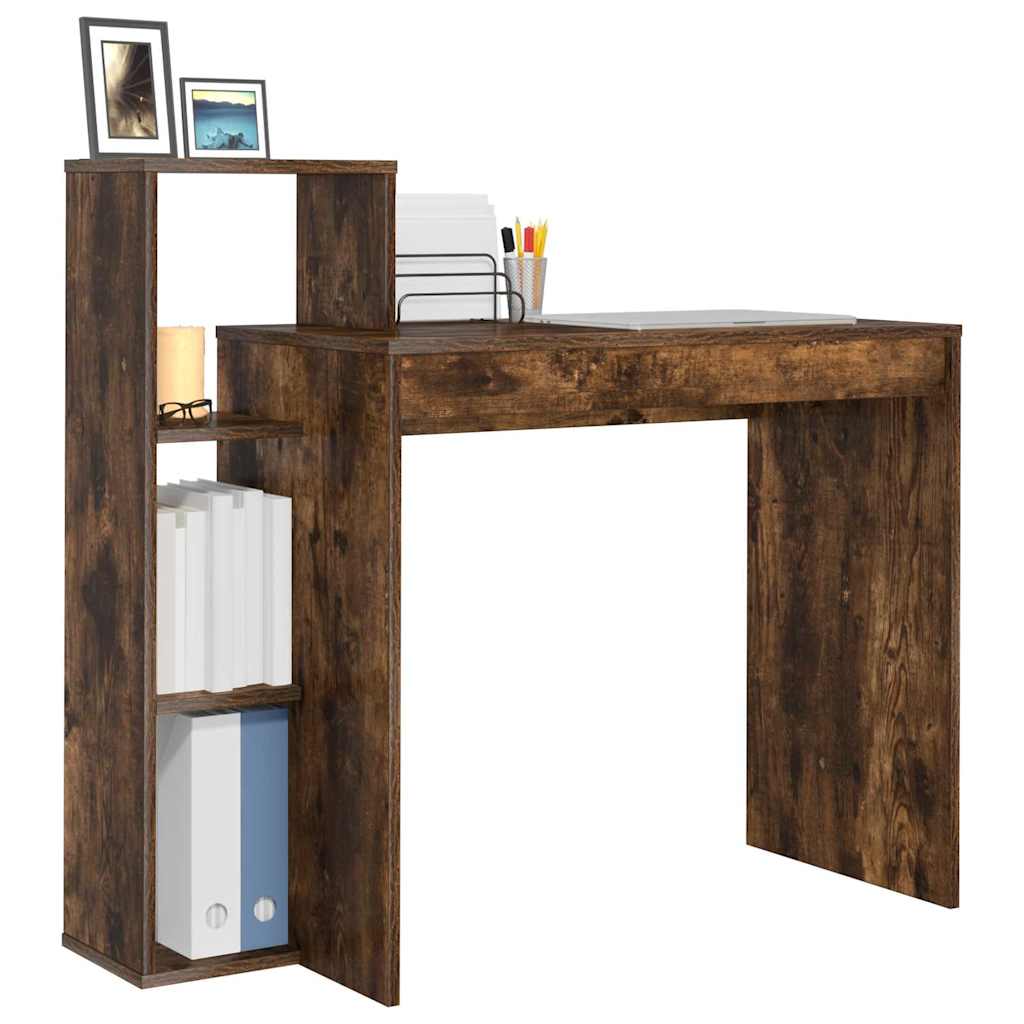 vidaXL Desk Smoked Oak Engineered Wood 100 x 40 x 90 cm 3