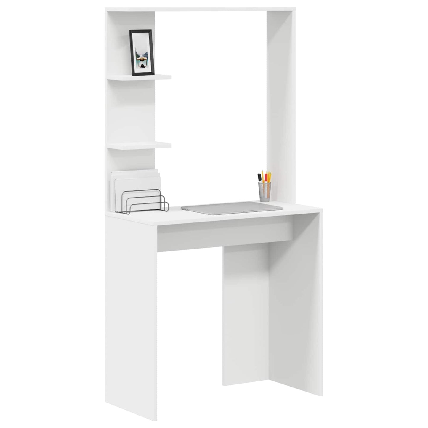 vidaXL Desk White Engineered Wood 78.5 x 37 x 154.5 cm 3