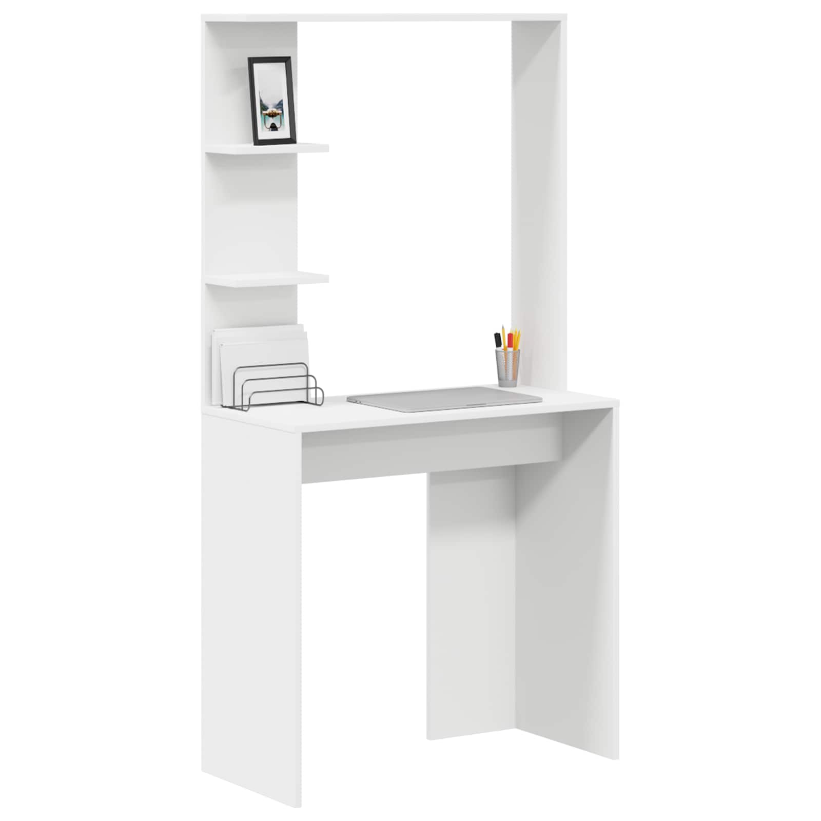 vidaXL Desk White Engineered Wood 78.5 x 37 x 154.5 cm 3