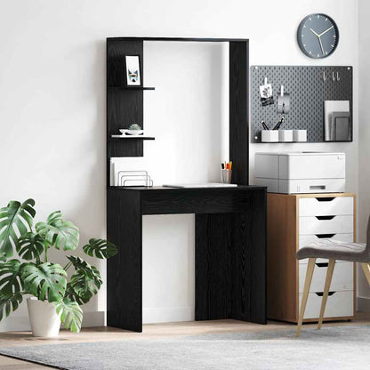 vidaXL Desk Black Oak Engineered Wood 78.5 x 37 x 154.5 cm 1