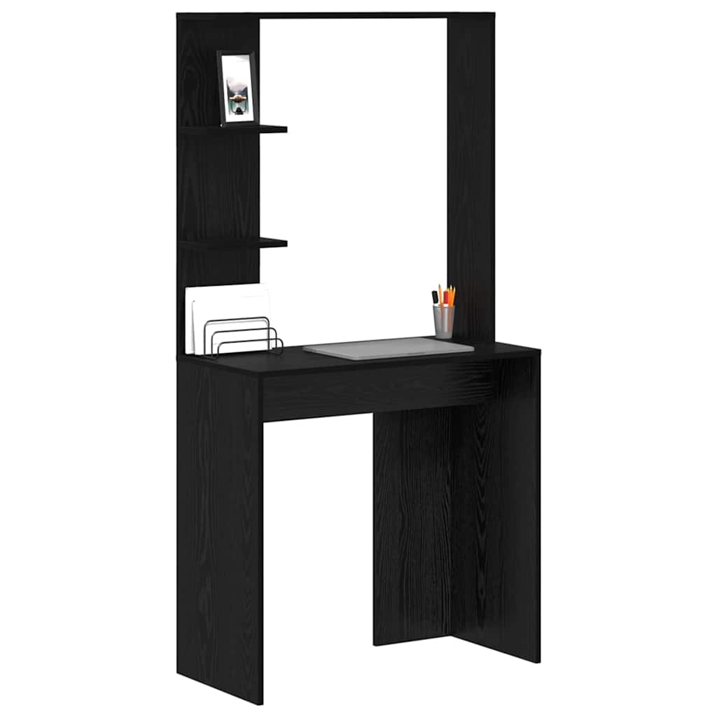 vidaXL Desk Black Oak Engineered Wood 78.5 x 37 x 154.5 cm 3